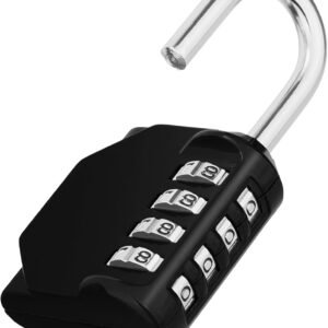 ZHEGE Combination Locker Padlock, 4 Digit Coded Padlock (Black) | Gym Lock, School Locker Lock, Weatherproof Combin
