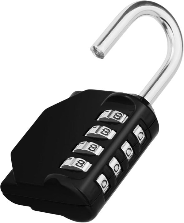 ZHEGE Combination Locker Padlock, 4 Digit Coded Padlock (Black) | Gym Lock, School Locker Lock, Weatherproof Combin