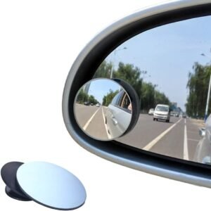 BEEWAY Blind Spot Mirrors, Round Frameless 360° Rotate Sway Adjustable HD Glass Convex Mirror Maximize RearView Uni