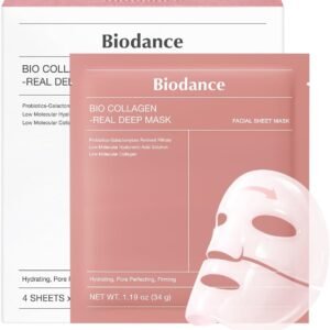 BIODANCE Bio-Collagen Hydrogel Overnight Face Mask. 4 PCs | [Original Korean Hydrogel Face Mask] - Pore Minimizing,