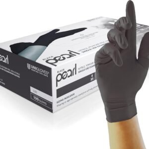 UNIGLOVES Black Pearl Nitrile Examination Gloves - Multipurpose, Powder Free and Latex Free Disposable Gloves - Box