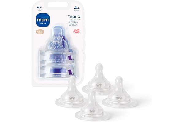 MAM Teats Size 3, Fast Flow, 4 Pack | Suitable from 4+ Months, Fits All MAM Bottles, Made from SkinSoft Silicone, B