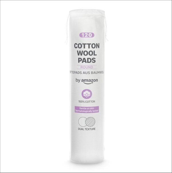 61L5cJMhloL._AC_SL1200_.jpg by Amazon Cotton Wool Pads, Dual Texture, 100% Cotton, 120 Pads