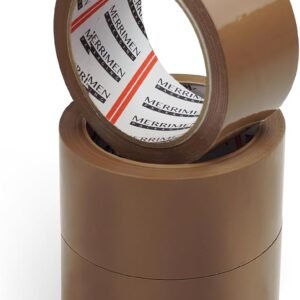 Merrimen Strong Heavy Duty Roll Pack Brown Packaging Tape, Secure Sticky Sealing Tape for Parcel Boxes, Moving Boxe