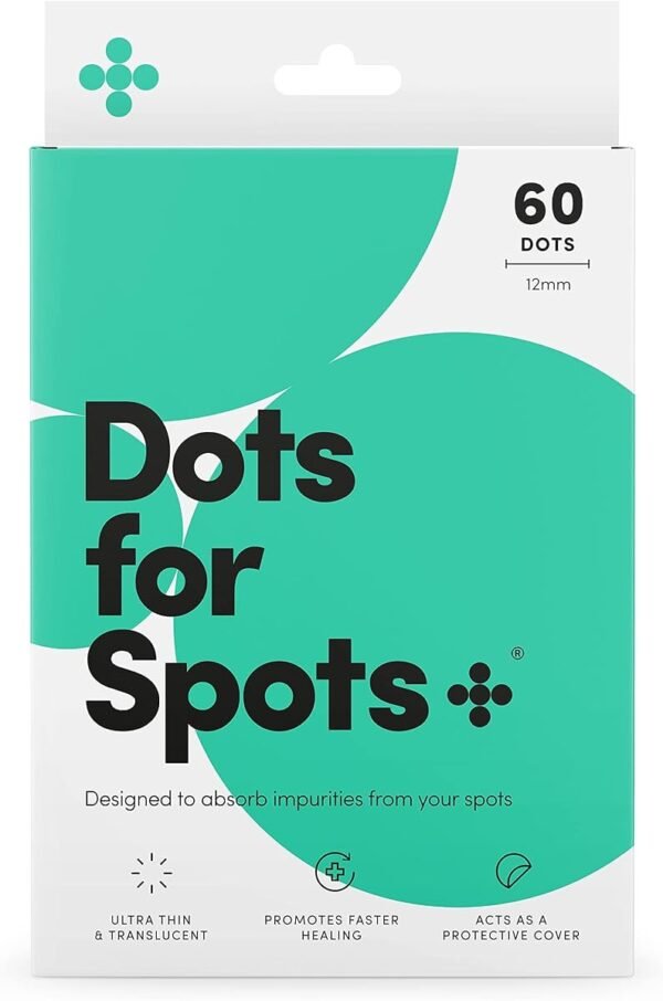 Dots for Spots Patches - Pack of 60 Translucent Hydrocolloid Spot Patch Spot Treatment Stickers for Face and Body -