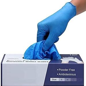 61UWtz0M4kL._AC_SL1200_.jpg PRAIMA Surgicals Powder Free Nitrile Gloves, Food Grade, Hand Disposable Gloves - 100 Count - Blue (100, Large)
