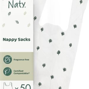 61Y39pumm8L._AC_SL1200_.jpg Naty compostable nappy bags with easy tie handles, 50 count | Fragrance-free sacks for baby changing & disposal, tr