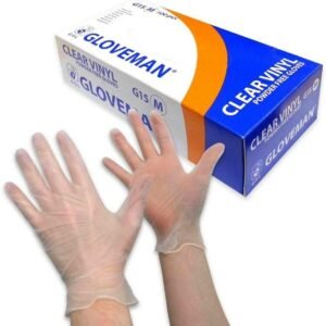Gloveman Clear Vinyl Gloves Medium – Disposable Powder-Free Gloves (Box of 100) – Latex-Free for Food Prep, Cleanin