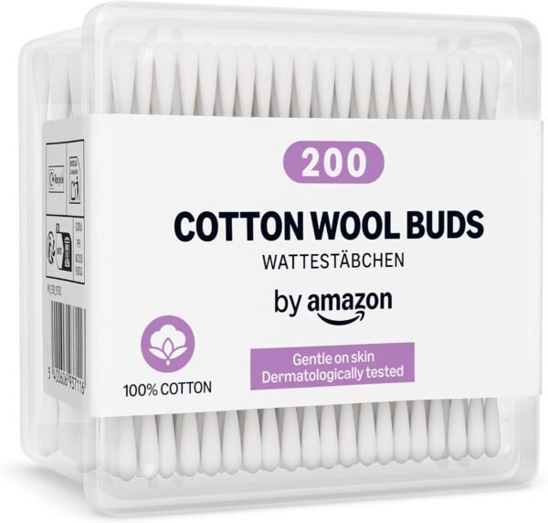 by Amazon Cotton Buds, 100% Cotton, 200 Units