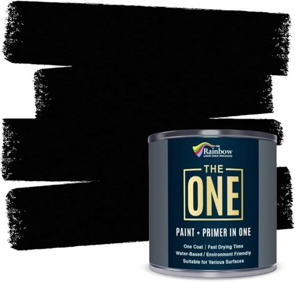 THE ONE All-In-One Paint & Primer - Black Matt, 250 ml | Multi-Surface 1 Coat Formula | Easy Indoor & Outdoor Decor