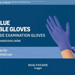 by Amazon Blue Disposable Nitrile Gloves, Powder-free, Latex-free, Size M, Pack of 100