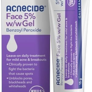 Acnecide Face Gel 5% Benzoyl Peroxide 15g | For Mild Acne and Spot-Prone Skin, Topical Face Gel, Fights Bacteria, U