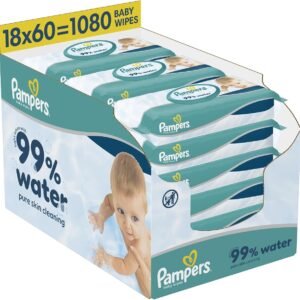 Pampers 99% Water Baby Wipes, 1080 Count | 99% Water & 1% pH Balancing Lotion, Helps Restore Natural Skin pH, Appro