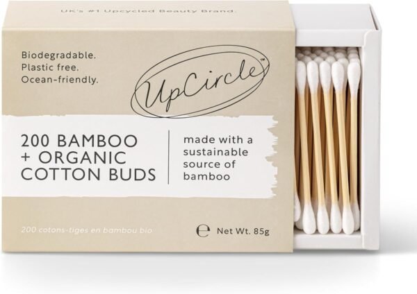UpCircle Bamboo Cotton Buds - 200 Pieces - Biodegradable, Sustainable, Plastic-Free, Fully Recyclable Ear Buds - A