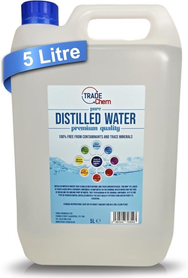 Pure Chem Distilled Water Ironing Water - CPAP Machines, Steam Irons | 5L Purified distilled water for CPAP machine