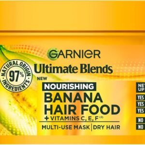 Garnier Hair Food Multi-use, 3-in-1 Hair Treatment Mask, Banana, 400ml | Up to 7x Smoother Hair, 97% Natural Origin