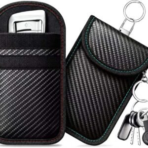 caslord 2 Pack Faraday Pouch for Car Keys | M | Red and Blue | with 4 Pack Key Rings | Anti-Theft RFID Key Fob Prot