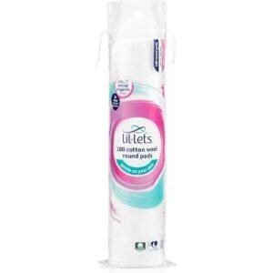 Lil-Lets Cotton Wool Round Pads, 100 Count, Certified Organic, 100% Pure Cotton Wool, Soft and Absorbent, Gentle on