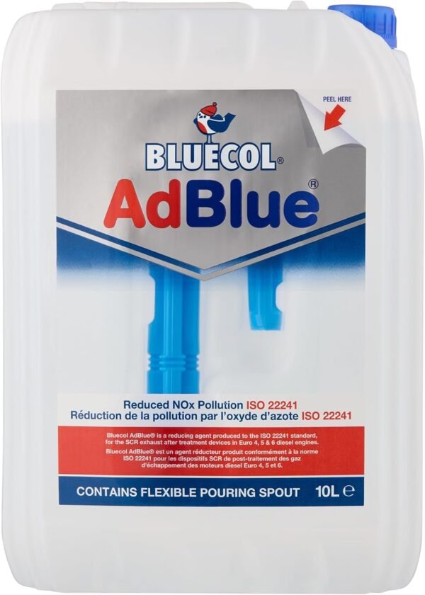 Bluecol AdBlue with Integrated Easy Pour Spout, 10L - High Purity Diesel Exhaust Fluid for SCR Equipped Vehicles, R