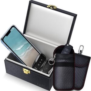 Samfolk Faraday Box and Pouch 2 Pack, Keyless Entry Car Key Safe Protector,Anti-Theft Signal Blocking Cages