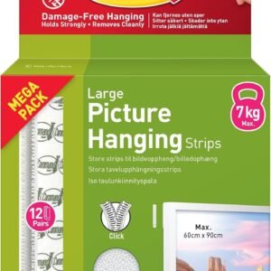 Command Picture Hanging Strips, Large, 12 Pairs (24 Adhesive Strips) | Value Pack, Damage Free Hangers, White, for