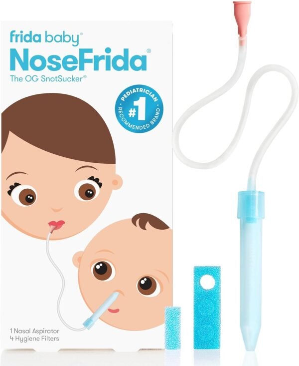 Frida Baby NoseFrida Snot Sucker Nasal Aspirator for Baby, with 4 Filters | Snot Sucker for Newborns & Babies, Cong