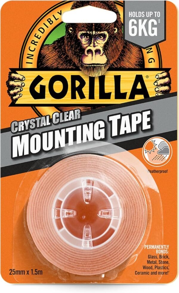 Gorilla Double Sided Mounting Tape Clear 1.5m, Pack of 1