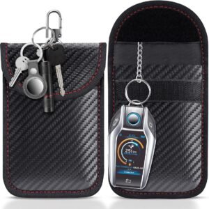 lanpard Faraday Pouch for car Keys, 2 Pack Faraday Bag, Key Signal Blocking Pouch, RFID Blocker for Keyless Entry R