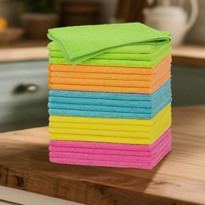 20 Pack Microfiber Cleaning Cloth, Lint-Free Car Wash Towels, All-Purpose Absorbent Cleaning Rags for Housekeeping,
