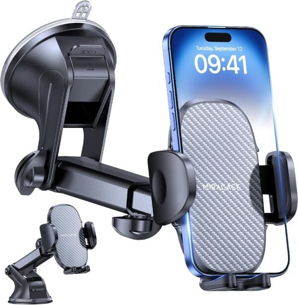 Miracase Car Phone Holder for Cars Dashboard Windscreen Desk, 3in 1 Mobile Phone Mount Automobile Cradle 360° Rotat