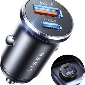 81mhgPM3ttL._AC_SL1200_.jpg LISEN Car Charger USB C Fast Charge 69W, All-Metal Cigarette Lighter USB Charger 12V